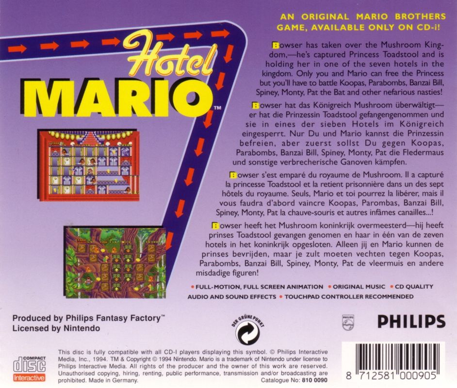 Hotel Mario box art for CD-i